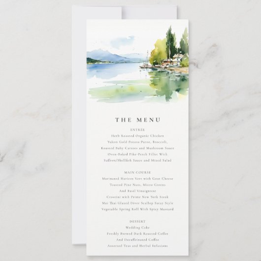 Invitation Lake Geneva Switzerland Landscape Wedding Menu  (Devant)