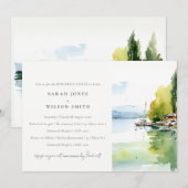 Invitation Lake Geneva Switzerland Scape Rehearsal Dinner (Devant / Derrière)