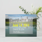 Invitation Lake House avec quai Enregistrer la date Annonce (Debout devant)