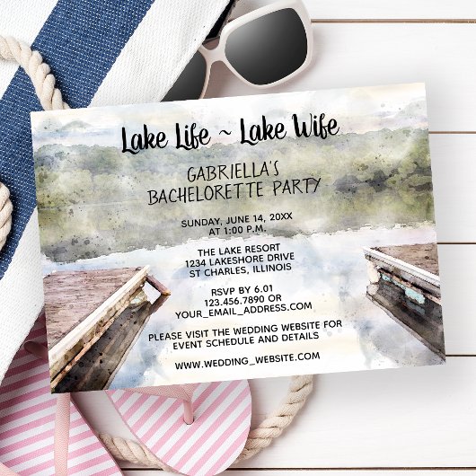 Invitation Lake Life - Lake Wife Bateau Dock Bachelorette Par