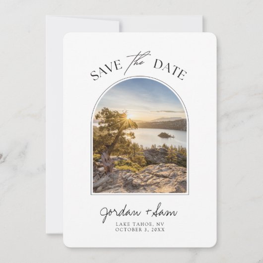 Invitation Lake Tahoe Mariage Emerald Cove Enregistrer la dat (Devant)