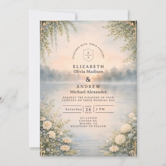 Invitation Lake Wildflower Forest Romance Wedding (Devant)