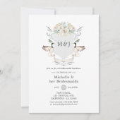 Invitation Lakeside Monogram Crest Bridesservantes Déjeuner (Devant)