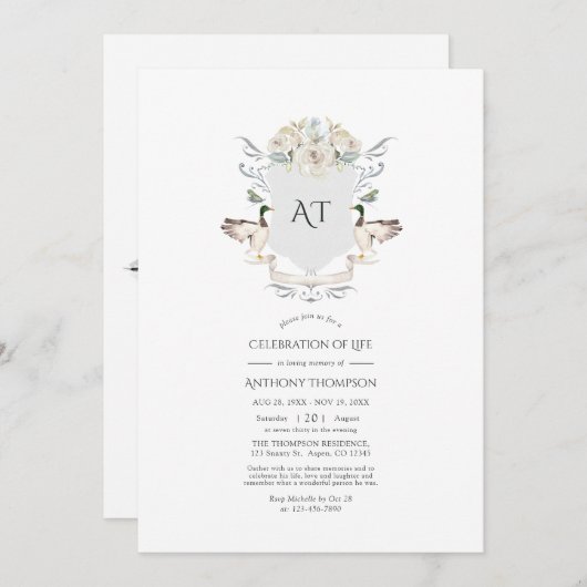 Invitation Lakeside Monogram Crest Crest Célébration de la vi (Devant / Derrière)