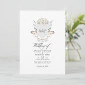 Invitation Lakeside Monogram Crest QR Code RSVP Mariage (Debout devant)