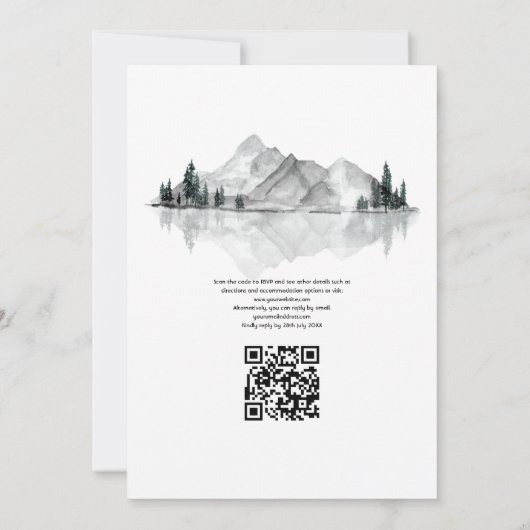 Invitation Lakeside Monogram Crest QR Code RSVP Mariage (Dos)