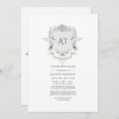 Invitation Lakeside Monogram Laurel Crest Crest Célébration d (Devant / Derrière)