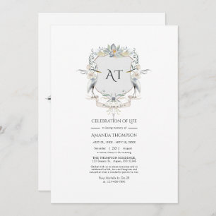 Invitation Lakeside Monogram Laurel Crest Crest Célébration d