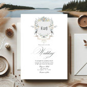 Invitation Lakeside Monogram Laurel Crest Mariage