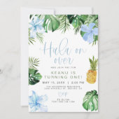 Invitation LALANI Beach Blue Hibiscus Luau Hula 1er anniversa (Devant)