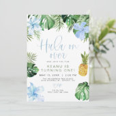 Invitation LALANI Beach Blue Hibiscus Luau Hula 1er anniversa (Debout devant)