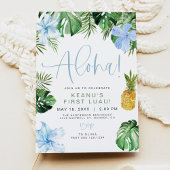 Invitation LALANI Beach Blue Hibiscus Luau Hula 1er anniversa