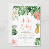Invitation LALANI Tropical rose Hibiscus Luau Baby shower (Devant)