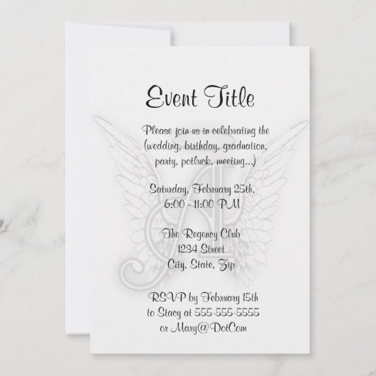 Invitation L'alphabet d'ange ce dernier initial s'envole le (Devant)