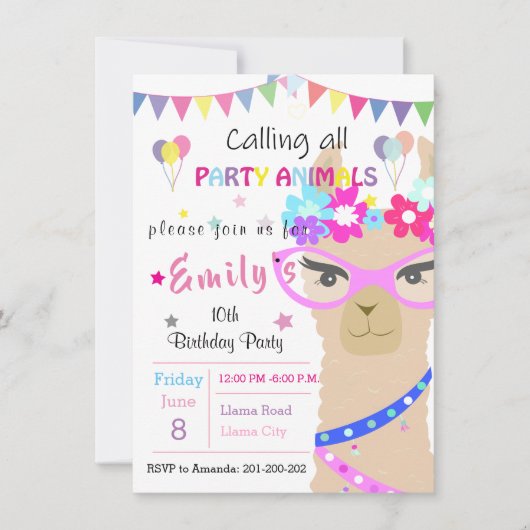 Invitation Lama de drame de mode (Devant)