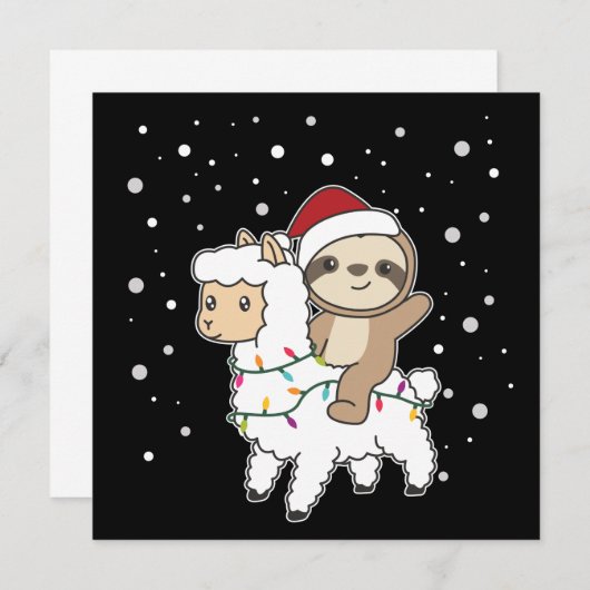 Invitation Lama de Noël Sloth Animaux d'hiver (Devant / Derrière)