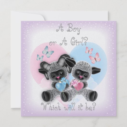 Invitation Lamb Argent Bébé Genre Reveal Party Invit (Devant)
