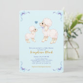 Invitation Lambe bleue Baby shower bébé mouton garçon (Debout devant)