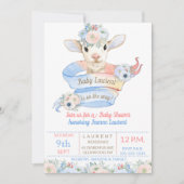 Invitation Lambe rose bleu Sexe Neutre Révélation (Devant)