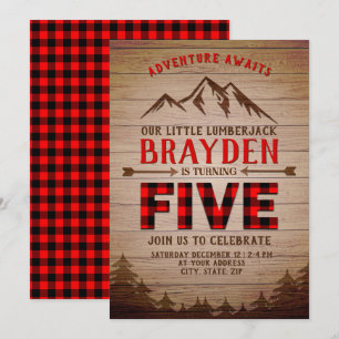 Invitation Lamberjack Buffalo Plaid Extérieur Cinquième anniv