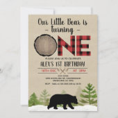 Invitation Lamberjack Buffalo Plaid Little Bear 1er anniversa (Devant)