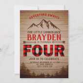Invitation Lamberjack Buffalo Plaid Outdoor Quatrième anniver (Devant)