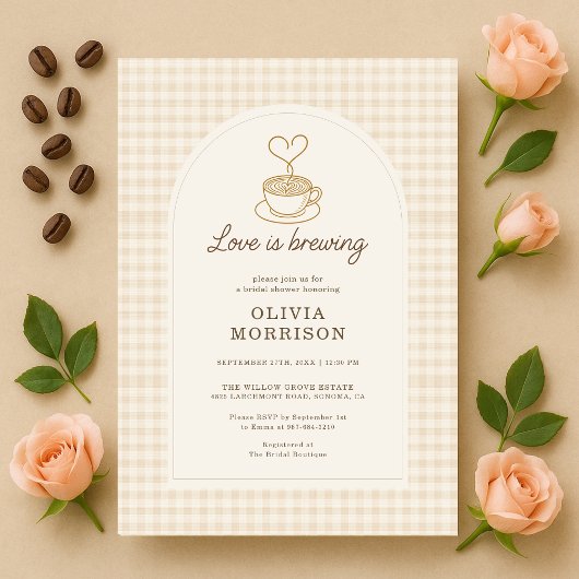 Invitation L'amour à Gingham est en train de préparer un café