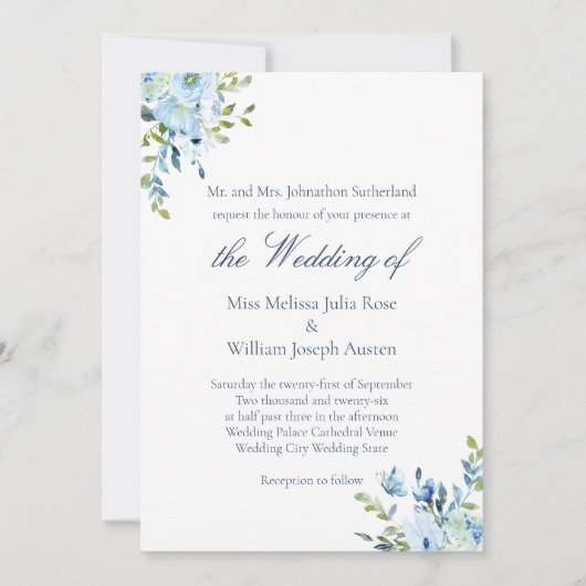 Invitation L'amour aquarelle est Patient Mariage chrétien (Devant)