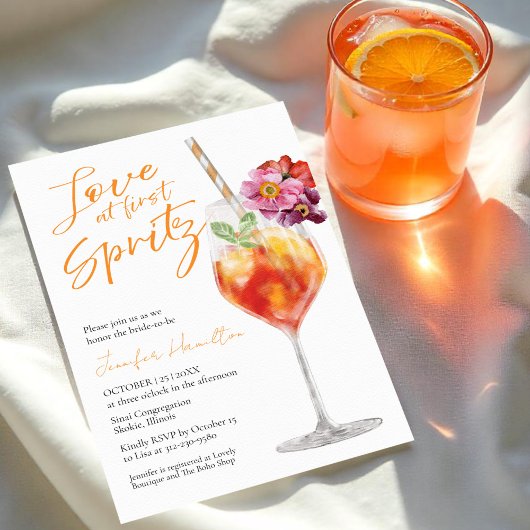 Invitation L'amour au premier Spritz | Fête des mariées aquar