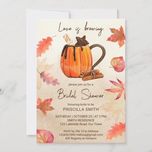 Invitation L'amour brasse automne nuptiale douche (Devant)