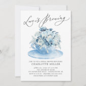 Invitation L'amour brasse Blue Floral Bridal Tea Shower Invi (Devant)