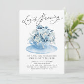 Invitation L'amour brasse Blue Floral Bridal Tea Shower Invi (Debout devant)