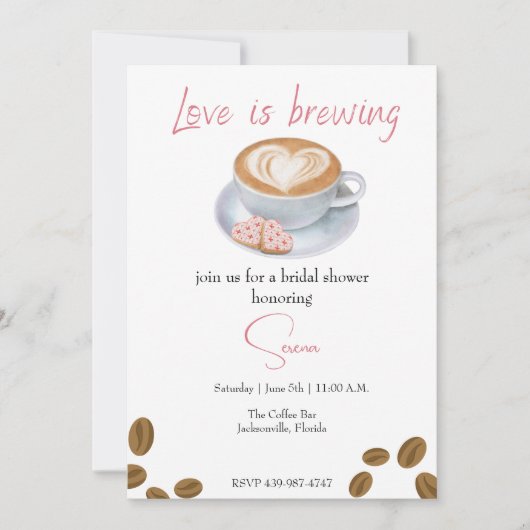 Invitation L'amour brasse, café douche nuptiale (Devant)
