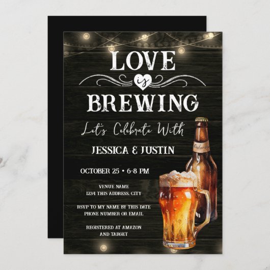 Invitation L'amour brasse Couples Douche (Devant / Derrière)