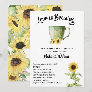 Invitation L'amour brasse des tournesols Thé Fête des mariées