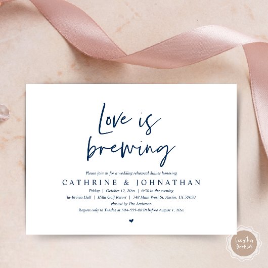 Invitation L'amour brasse, Dîner de répétition Mariage Invita