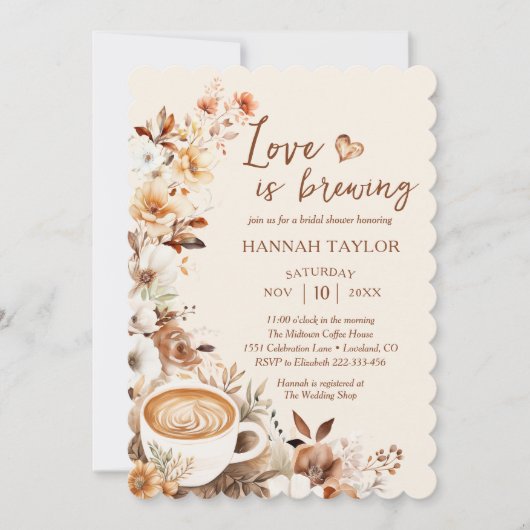 Invitation L'amour brasse du café Boho Douche nuptiale (Devant)