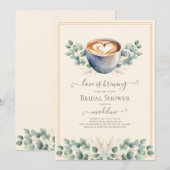 Invitation L'amour brasse du café Fête des mariées Eucalyptus (Devant / Derrière)