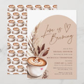 Invitation L'amour brasse du café Fête des mariées Pampas (Devant / Derrière)