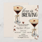 Invitation L'amour brasse du café Fête des mariées thème Evit (Devant / Derrière)