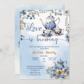 Invitation l'amour brasse fête délft bleu floral Chinoiseri (Devant / Derrière)