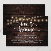 Invitation L'amour brasse, Fête des mariées rustique (Devant / Derrière)
