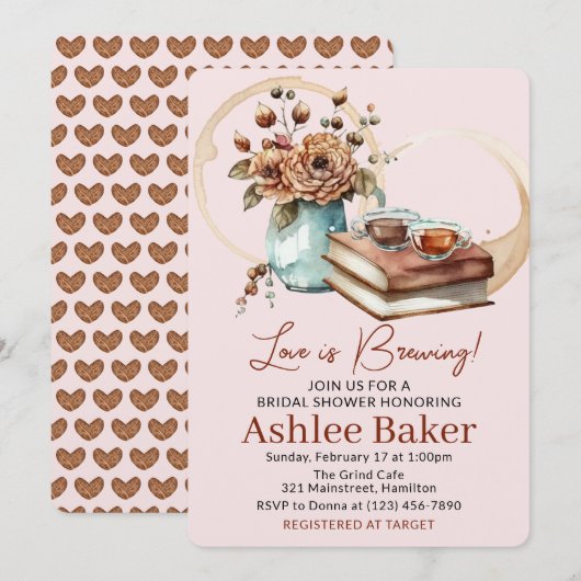 Invitation L'amour brasse la coupe de café et la Fête des mar (Devant / Derrière)