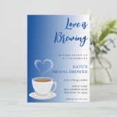 Invitation L'amour brasse la Fête des mariées blanche et bleu (Debout devant)