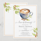 Invitation L'amour brasse la Fête des mariées de café (Devant / Derrière)