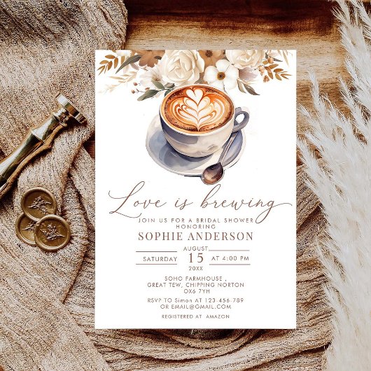 Invitation L'amour brasse la Fête des mariées de café