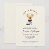 Invitation L'amour brasse la Fête des mariées de café dans (Devant / Derrière)