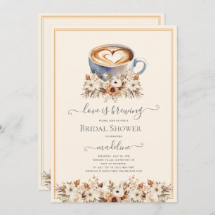 Invitation L'amour brasse la Fête des mariées de café floral