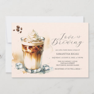 Invitation L'amour brasse la Fête des mariées de café glacé d