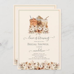 Invitation L'amour brasse la Fête des mariées de café glacé f